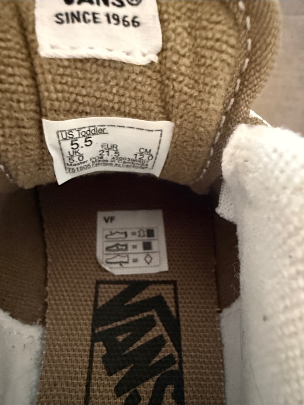 Vans Knu Skool Kids Olive Tan and White Low Top Elastic lace Sneakers 5.5 Todler - Picture 5 of 7